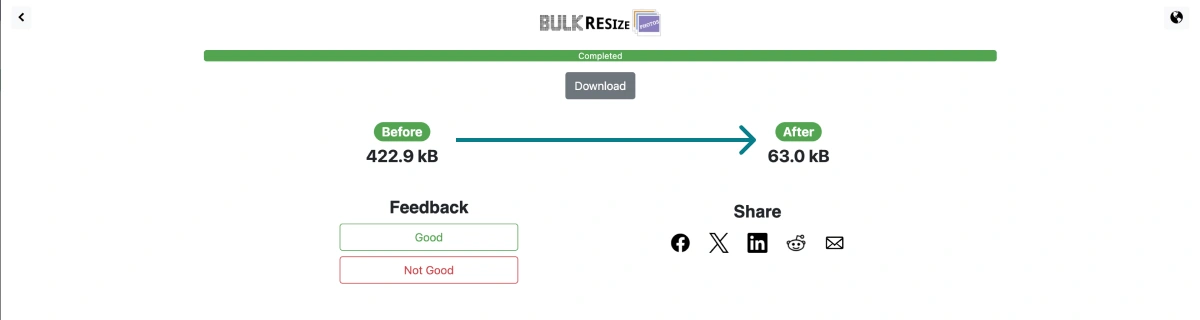 Bulk Resize - Image File size reduced